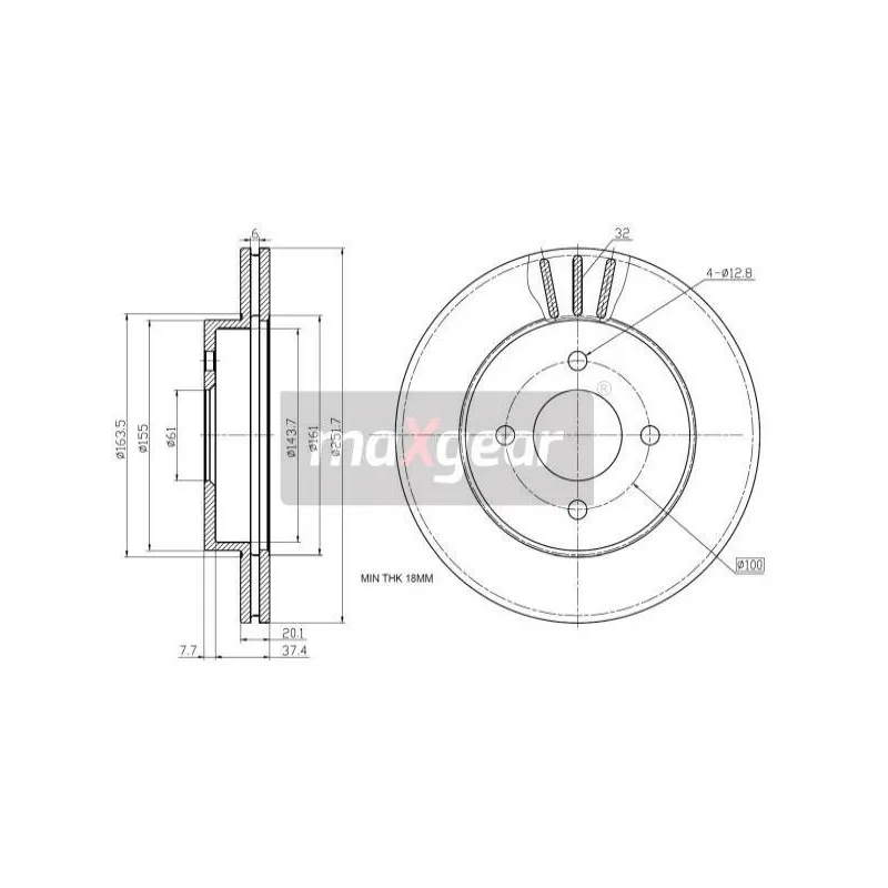 Jeu de 2 disques de frein avant MAXGEAR 19-1850