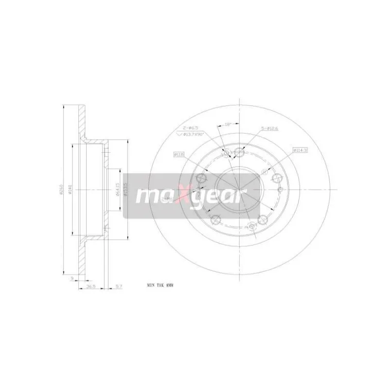 Jeu de 2 disques de frein arrière MAXGEAR 19-1854