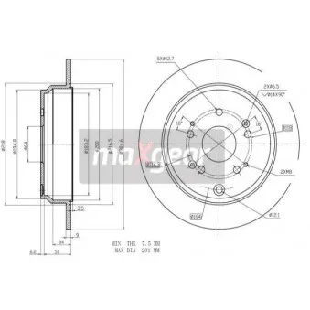 Jeu de 2 disques de frein arrière MAXGEAR 19-1855MAX