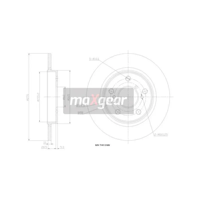 Jeu de 2 disques de frein arrière MAXGEAR 19-1869