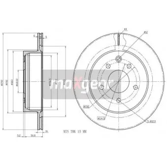 Jeu de 2 disques de frein arrière MAXGEAR 19-1873MAX