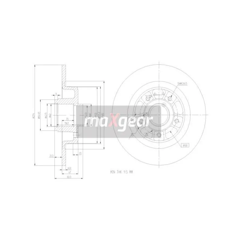 Jeu de 2 disques de frein arrière MAXGEAR 19-1904