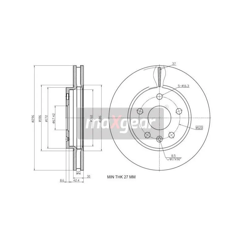 Jeu de 2 disques de frein avant MAXGEAR 19-1935MAX