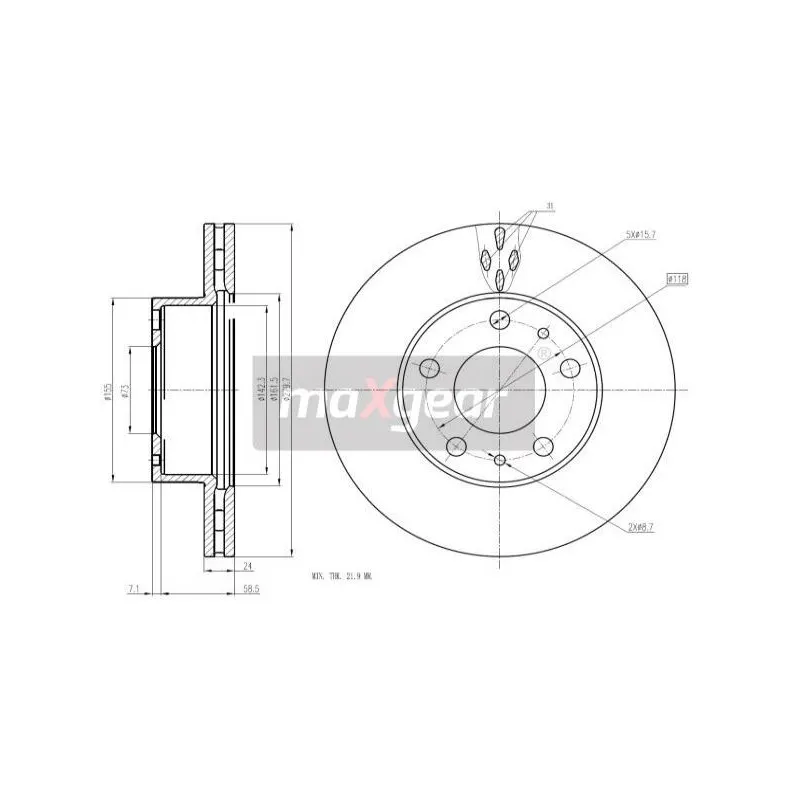 Jeu de 2 disques de frein avant MAXGEAR 19-2001
