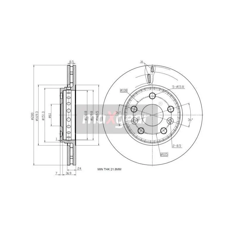 Jeu de 2 disques de frein avant MAXGEAR 19-2002
