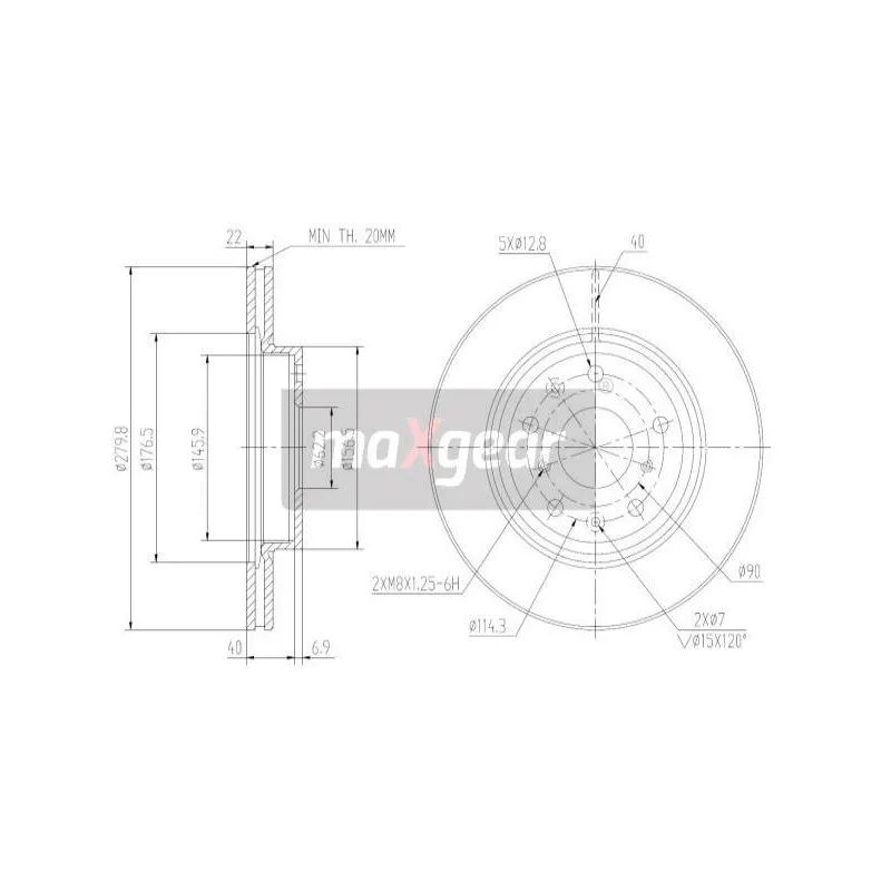 Jeu de 2 disques de frein avant MAXGEAR 19-2003