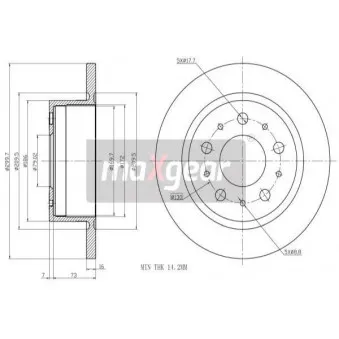 Jeu de 2 disques de frein arrière MAXGEAR 19-2008