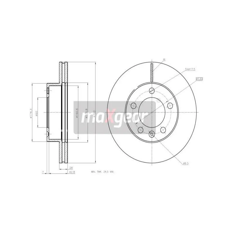 Jeu de 2 disques de frein avant MAXGEAR 19-2009