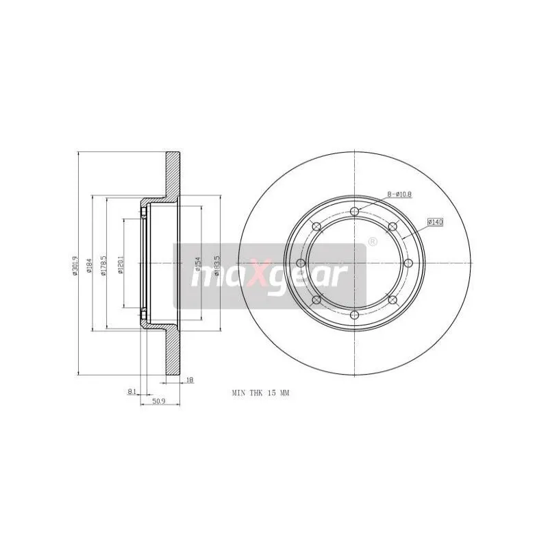 Jeu de 2 disques de frein arrière MAXGEAR 19-2012