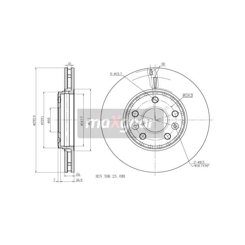 Jeu de 2 disques de frein avant MAXGEAR 19-2013MAX