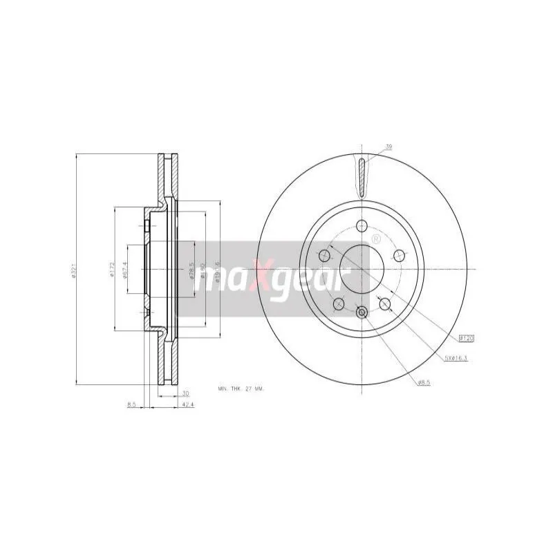 Jeu de 2 disques de frein avant MAXGEAR 19-2019