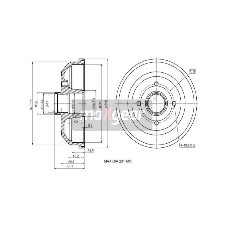 Tambour de frein MAXGEAR 19-2180