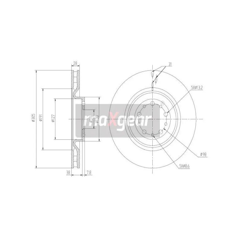 Jeu de 2 disques de frein avant MAXGEAR 19-2205