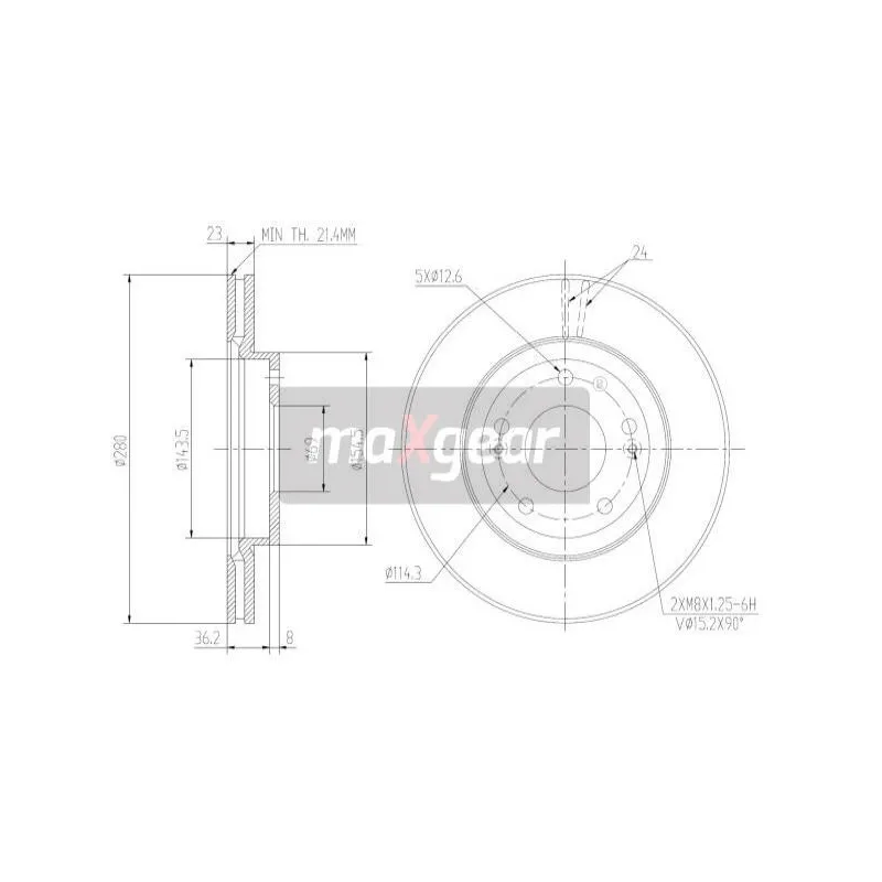 Jeu de 2 disques de frein avant MAXGEAR 19-2217