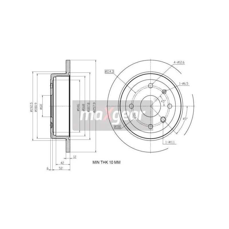Jeu de 2 disques de frein arrière MAXGEAR 19-2223