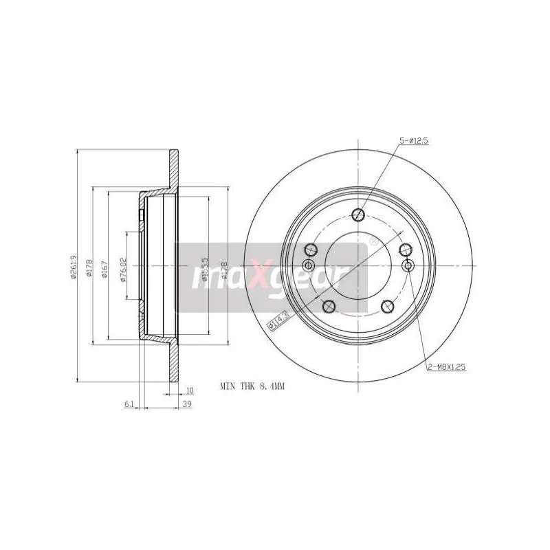 Jeu de 2 disques de frein arrière MAXGEAR 19-2224MAX