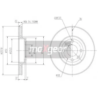 Jeu de 2 disques de frein avant MAXGEAR 19-2232MAX