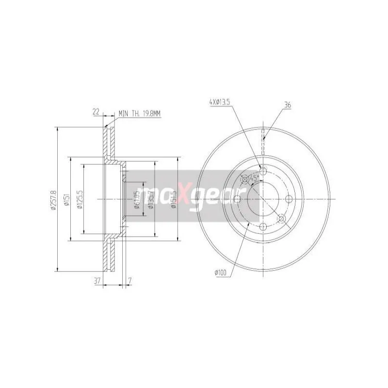Jeu de 2 disques de frein avant MAXGEAR 19-2232MAX