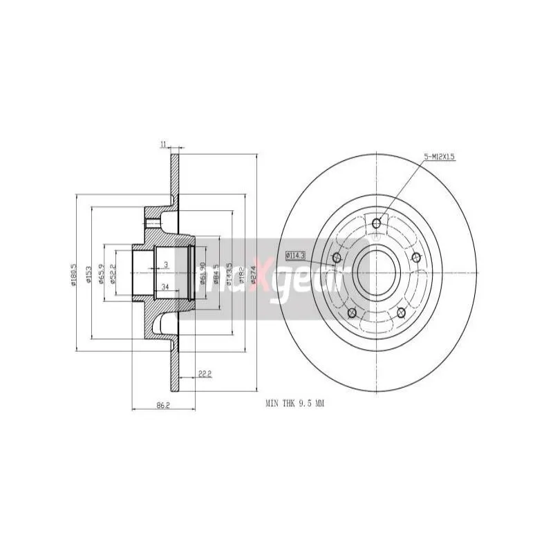 Jeu de 2 disques de frein arrière MAXGEAR 19-2243