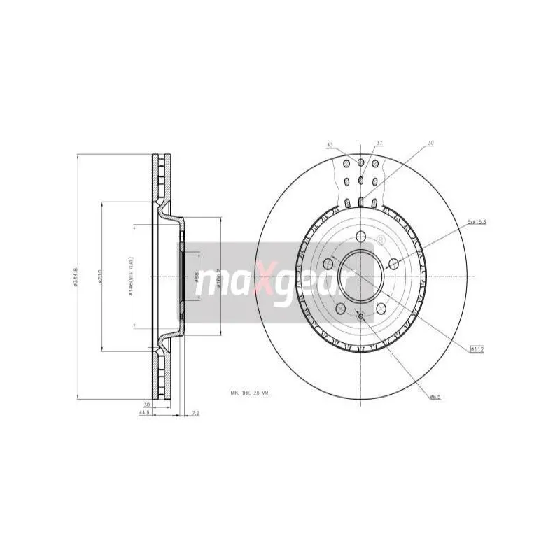 Jeu de 2 disques de frein arrière MAXGEAR 19-2251