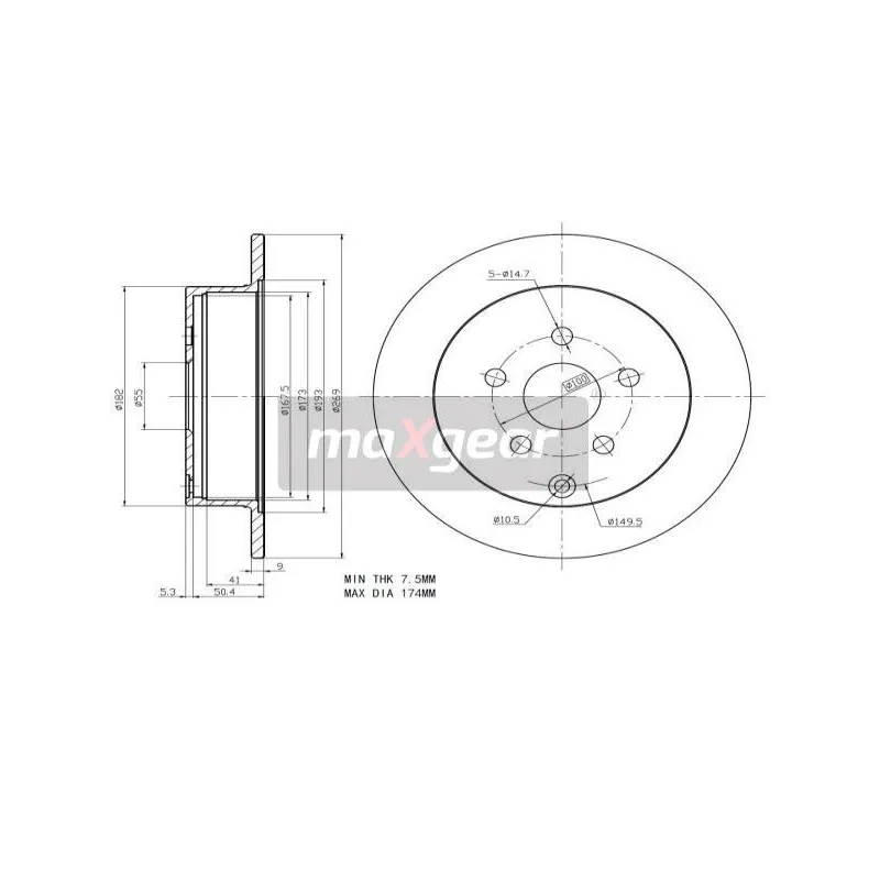 Jeu de 2 disques de frein arrière MAXGEAR 19-2266