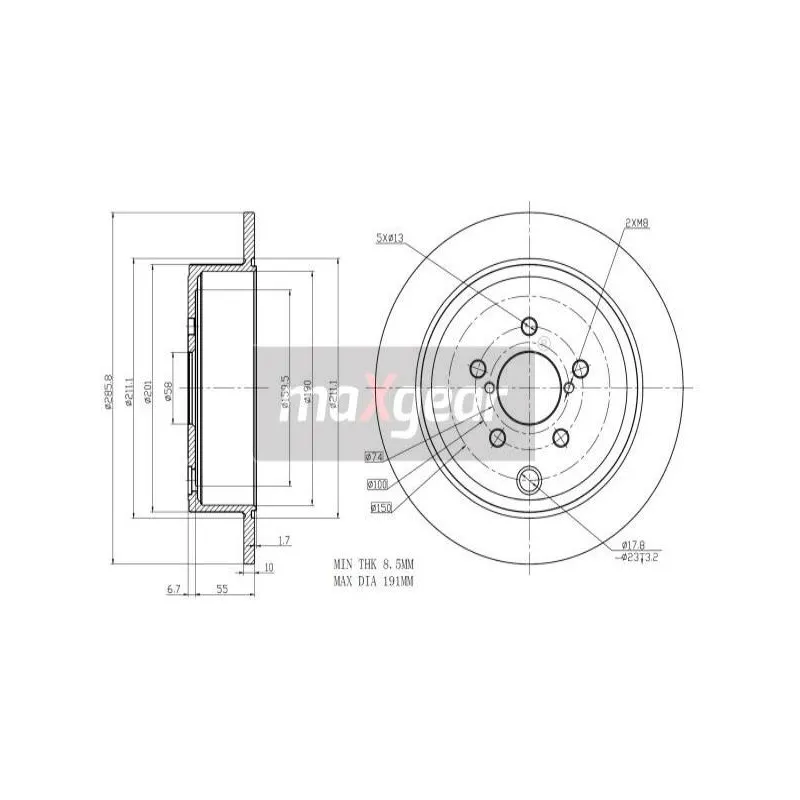 Jeu de 2 disques de frein arrière MAXGEAR 19-2271