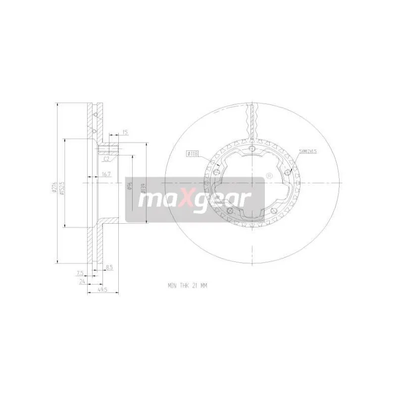 Jeu de 2 disques de frein avant MAXGEAR 19-2272