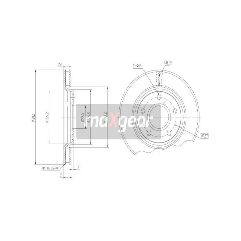 Jeu de 2 disques de frein avant MAXGEAR 19-2274