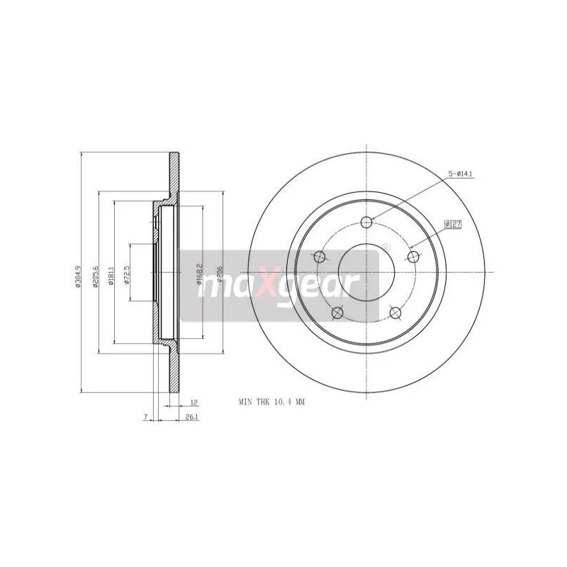 Jeu de 2 disques de frein arrière MAXGEAR 19-2275