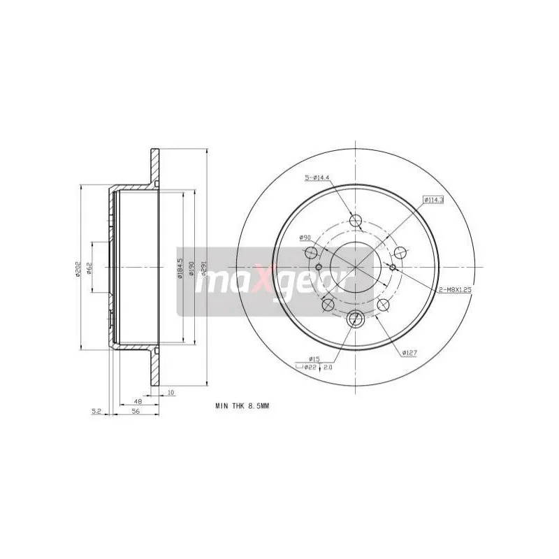 Jeu de 2 disques de frein arrière MAXGEAR 19-2278