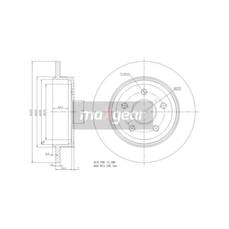 Jeu de 2 disques de frein arrière MAXGEAR 19-2279