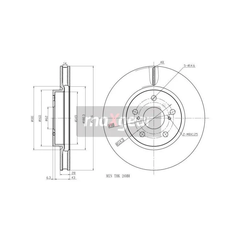 Jeu de 2 disques de frein avant MAXGEAR 19-2281