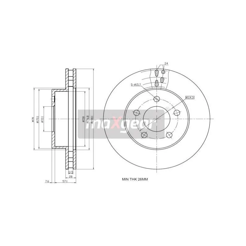 Jeu de 2 disques de frein avant MAXGEAR 19-2286