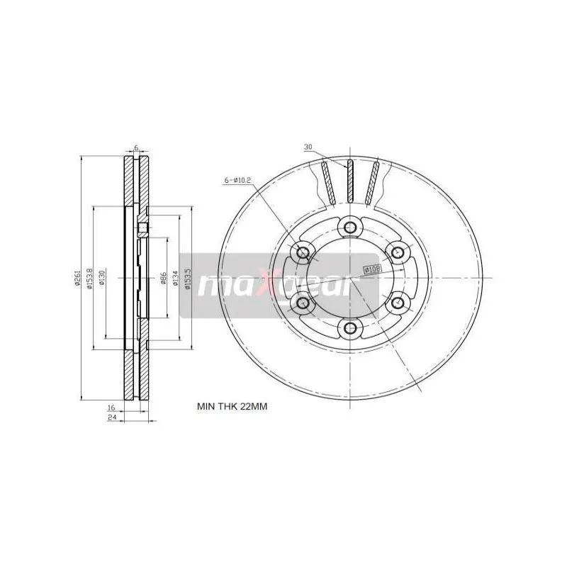 Jeu de 2 disques de frein avant MAXGEAR 19-2299