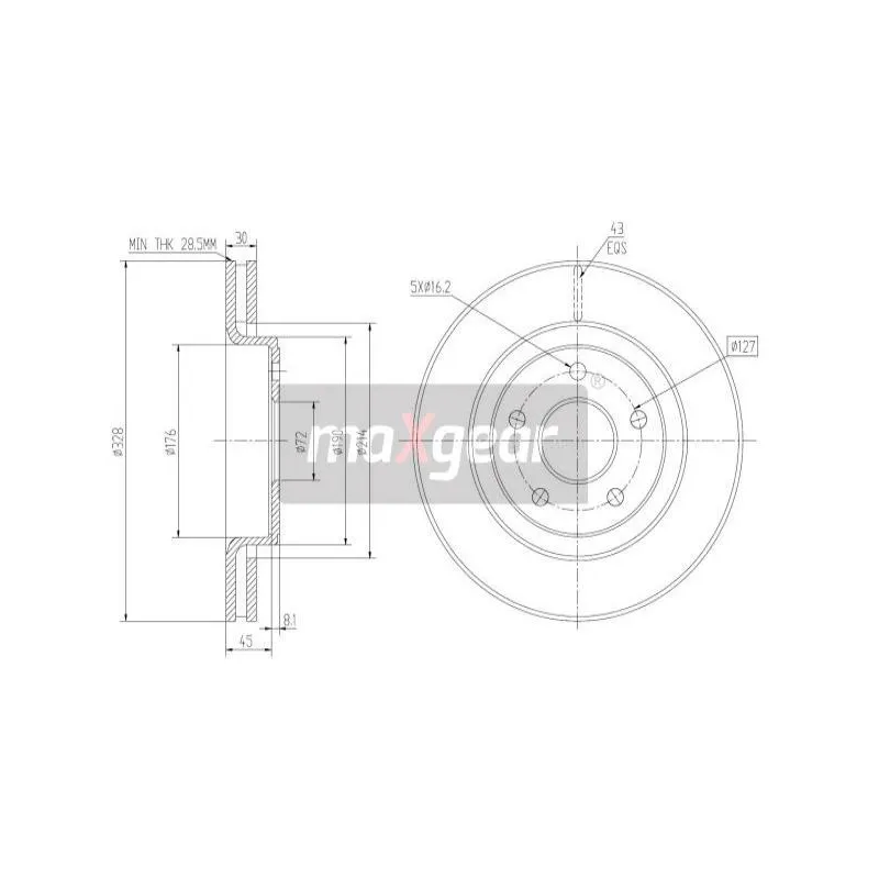 Jeu de 2 disques de frein avant MAXGEAR 19-2323