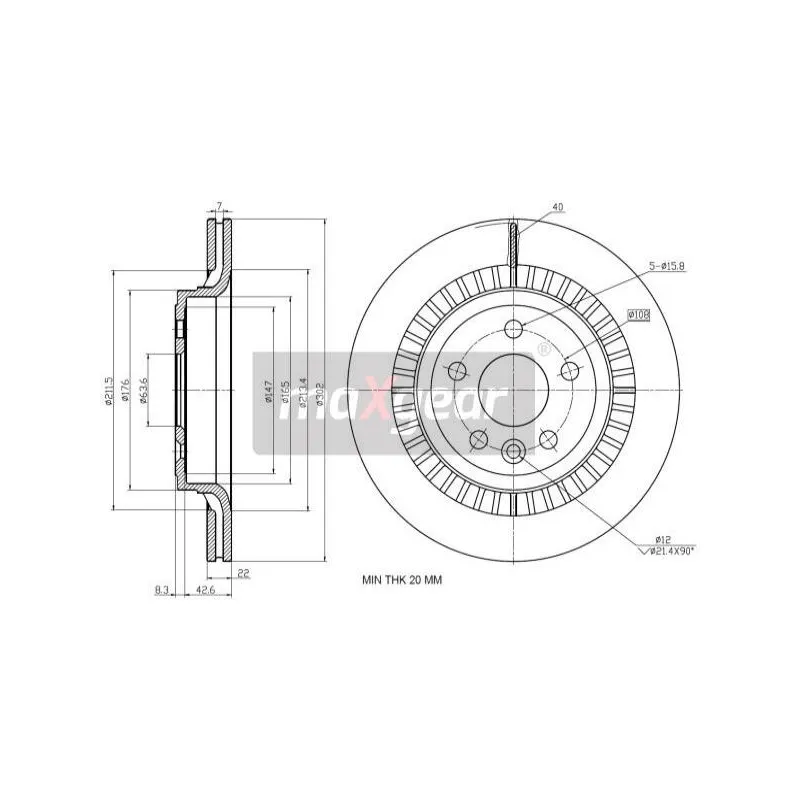Jeu de 2 disques de frein arrière MAXGEAR 19-2335