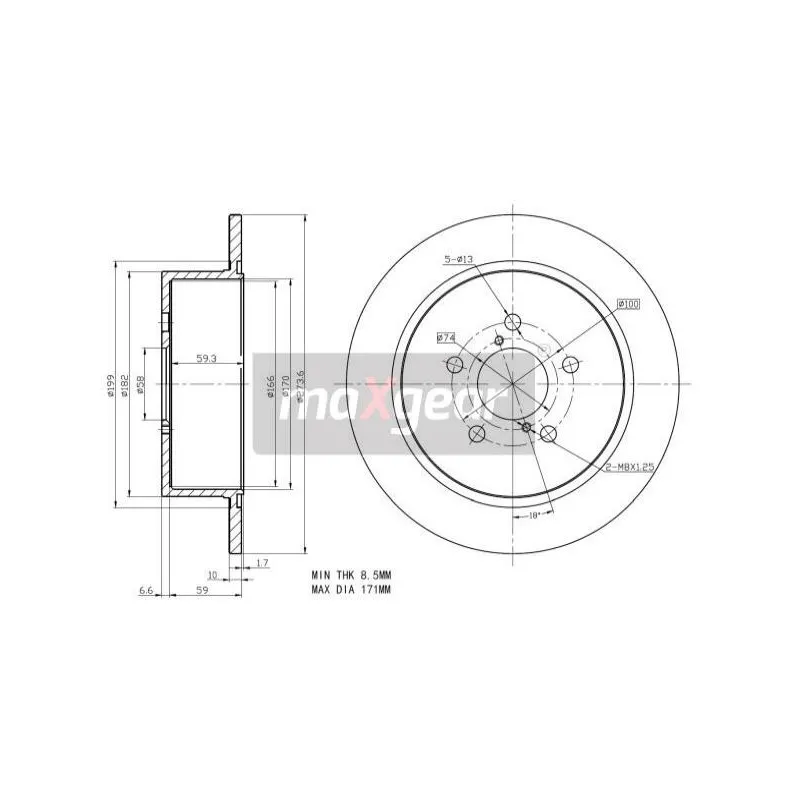 Jeu de 2 disques de frein arrière MAXGEAR 19-2356