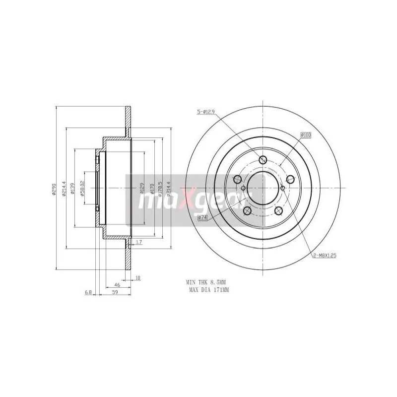 Jeu de 2 disques de frein arrière MAXGEAR 19-2357