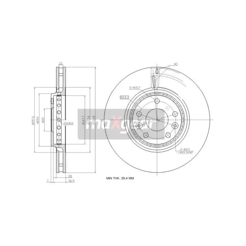 Jeu de 2 disques de frein arrière MAXGEAR 19-2363