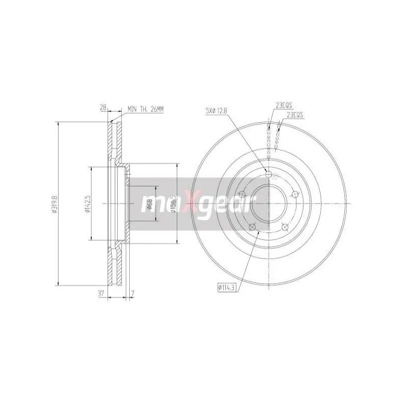 Jeu de 2 disques de frein avant MAXGEAR 19-2364