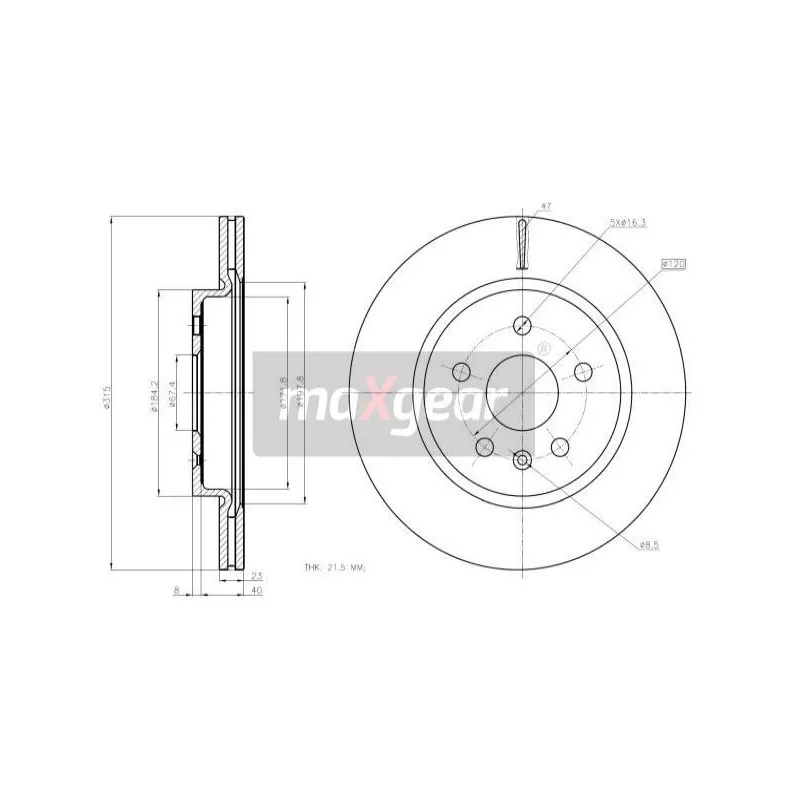 Jeu de 2 disques de frein arrière MAXGEAR 19-2368