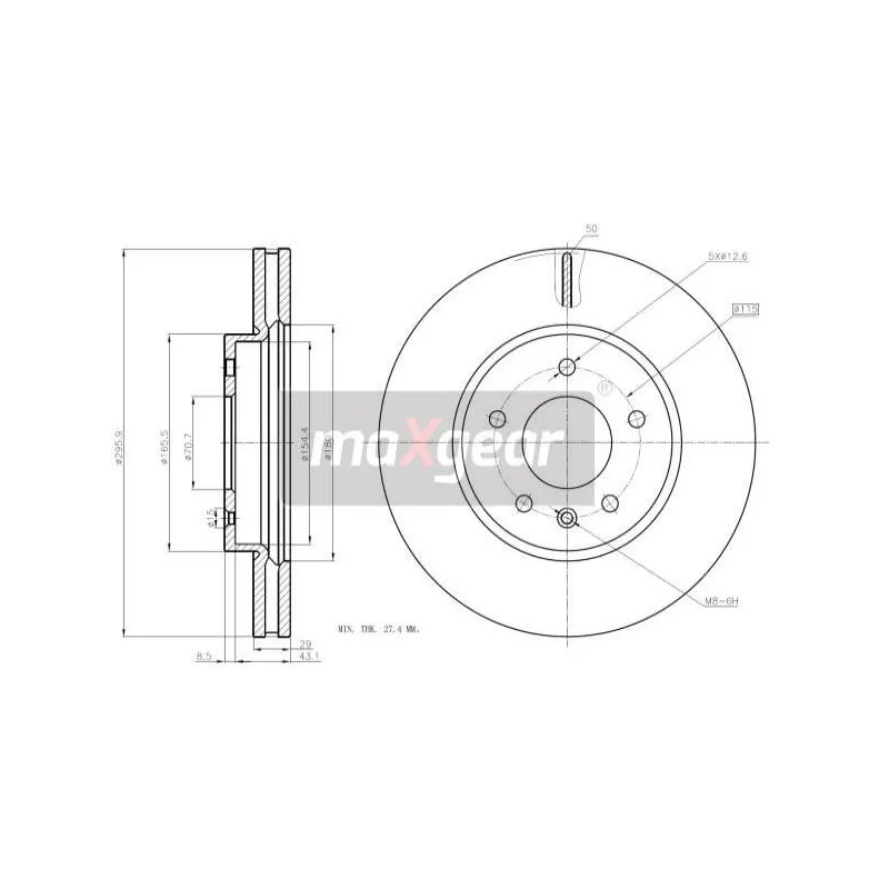 Jeu de 2 disques de frein avant MAXGEAR 19-2369