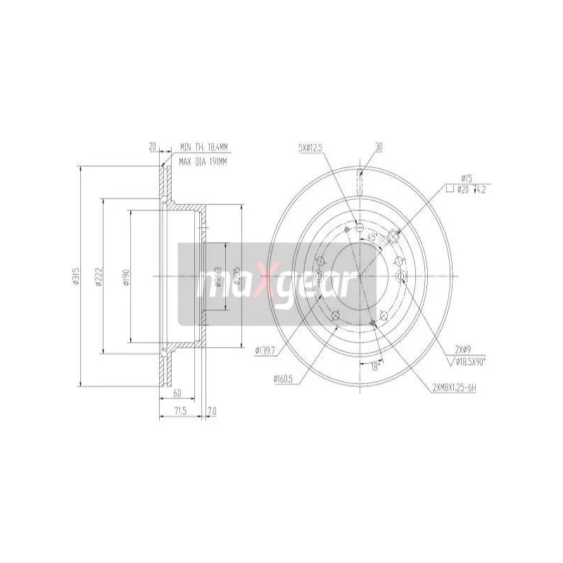 Jeu de 2 disques de frein arrière MAXGEAR 19-2372