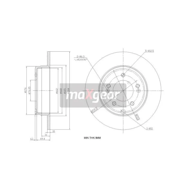 Jeu de 2 disques de frein arrière MAXGEAR 19-2382
