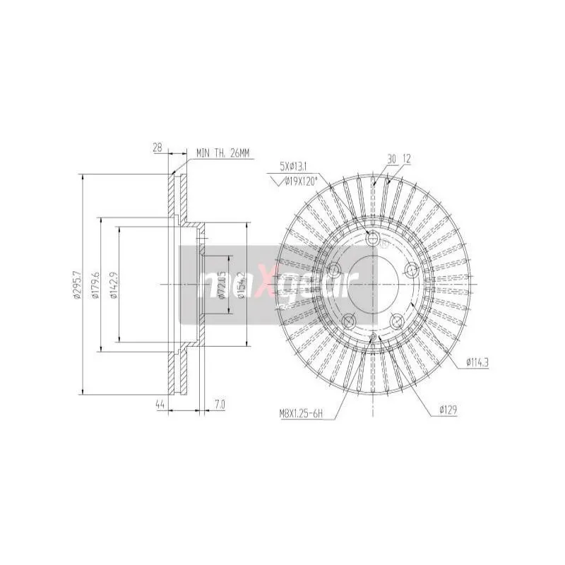 Jeu de 2 disques de frein avant MAXGEAR 19-2387