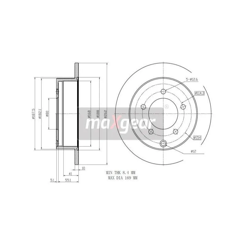 Jeu de 2 disques de frein arrière MAXGEAR 19-2389