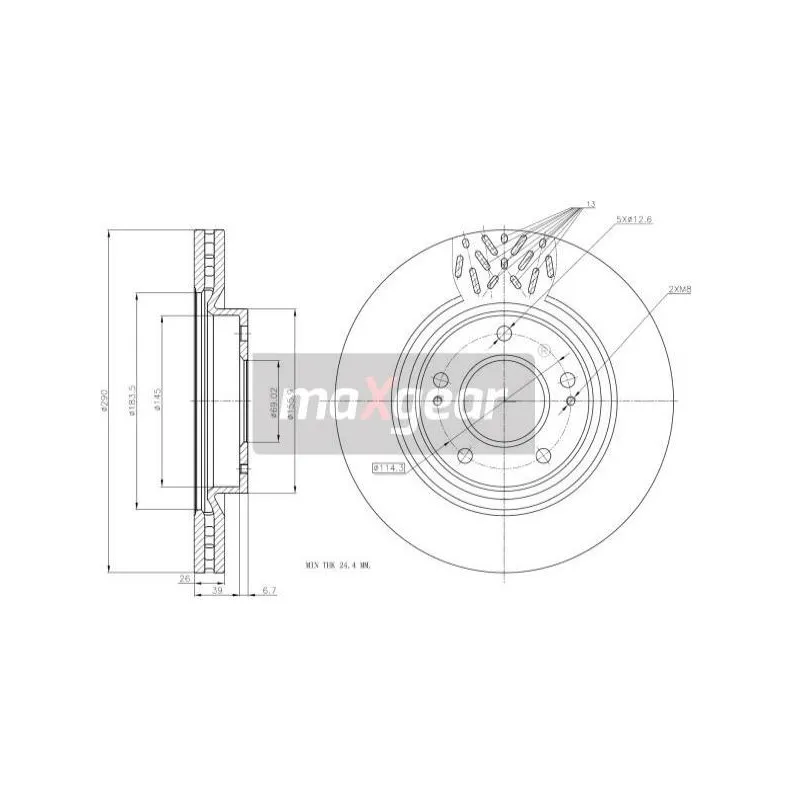 Jeu de 2 disques de frein avant MAXGEAR 19-2393