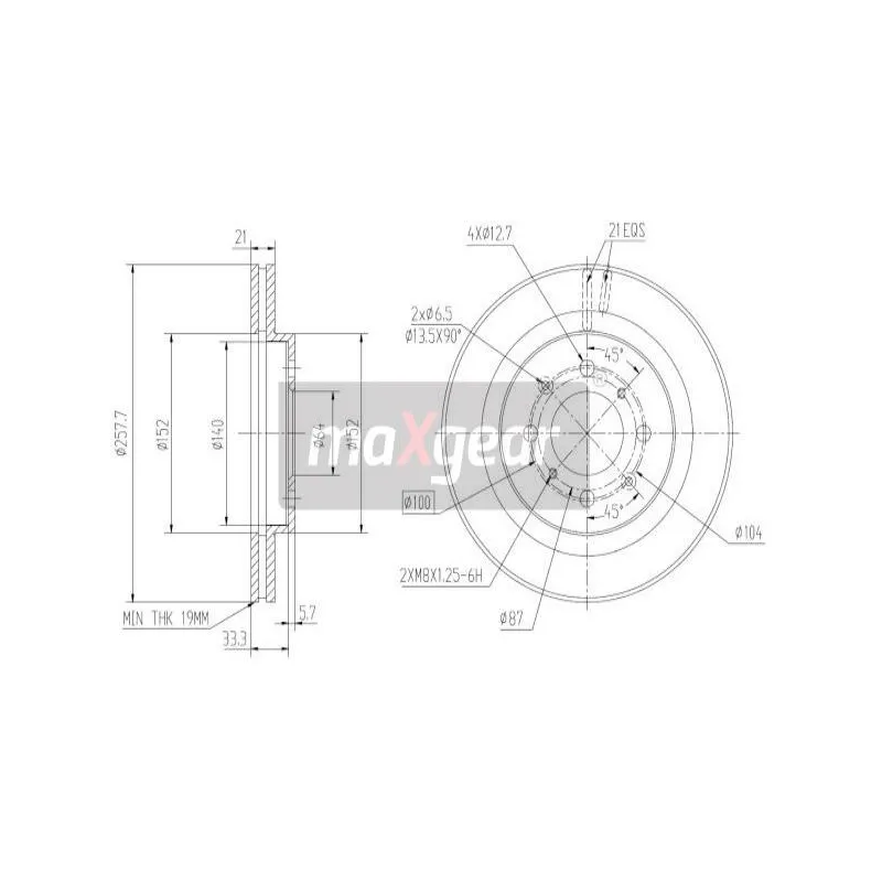 Jeu de 2 disques de frein avant MAXGEAR 19-2400MAX