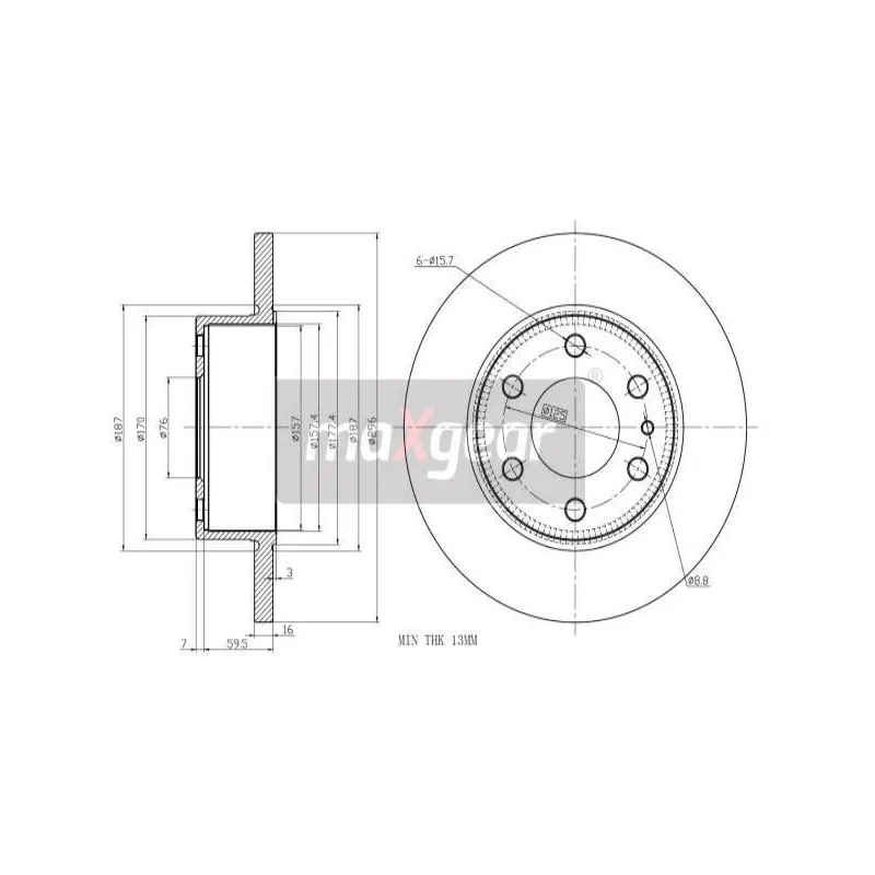 Jeu de 2 disques de frein arrière MAXGEAR 19-2404