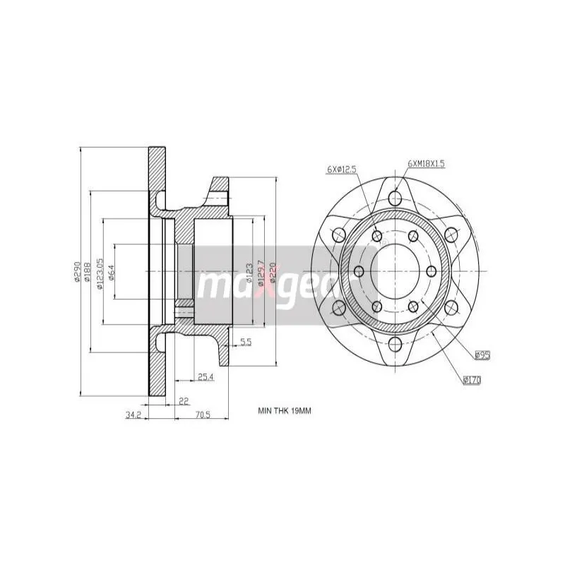 Jeu de 2 disques de frein avant MAXGEAR 19-2405